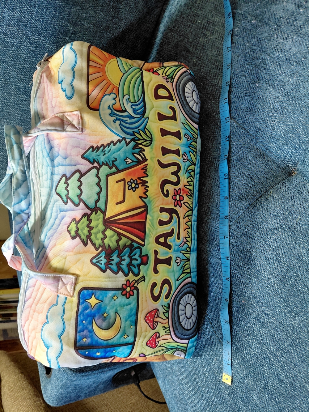 Colorful 'Stay Wild' Quilted Weekender Bag